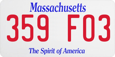 MA license plate 359FO3