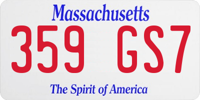 MA license plate 359GS7