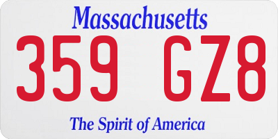 MA license plate 359GZ8