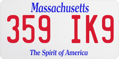 MA license plate 359IK9