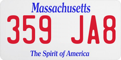 MA license plate 359JA8