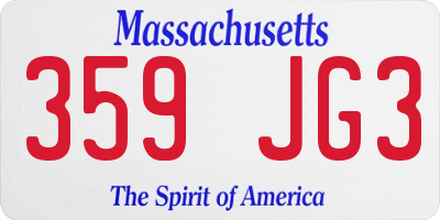 MA license plate 359JG3