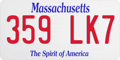 MA license plate 359LK7