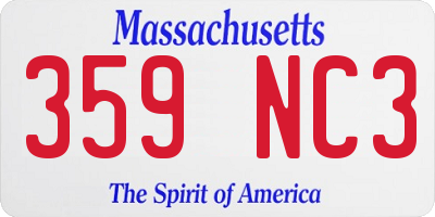 MA license plate 359NC3