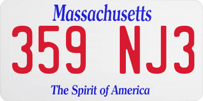 MA license plate 359NJ3