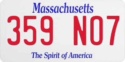 MA license plate 359NO7