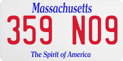 MA license plate 359NO9