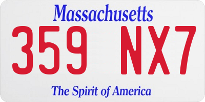 MA license plate 359NX7