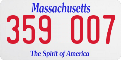 MA license plate 359OO7