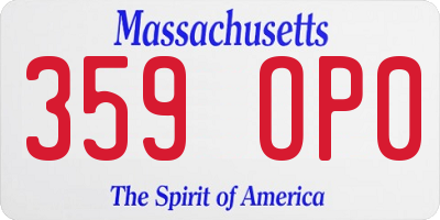 MA license plate 359OP0