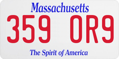 MA license plate 359OR9