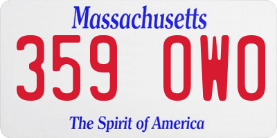 MA license plate 359OW0
