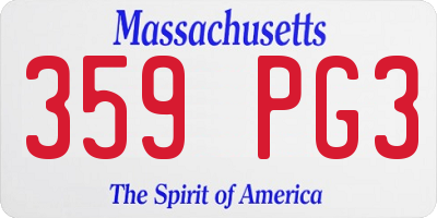 MA license plate 359PG3