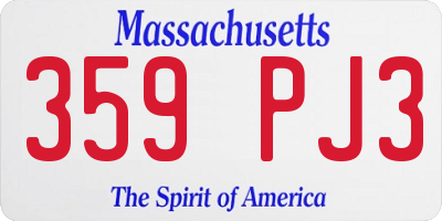 MA license plate 359PJ3