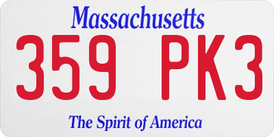 MA license plate 359PK3
