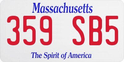 MA license plate 359SB5