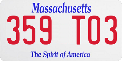 MA license plate 359TO3