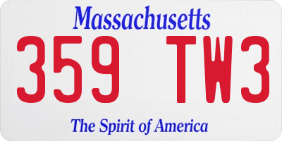 MA license plate 359TW3