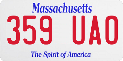 MA license plate 359UA0