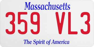 MA license plate 359VL3