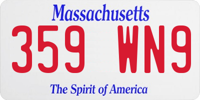 MA license plate 359WN9