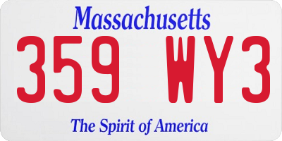 MA license plate 359WY3