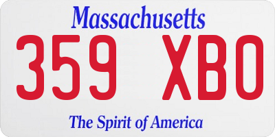 MA license plate 359XB0
