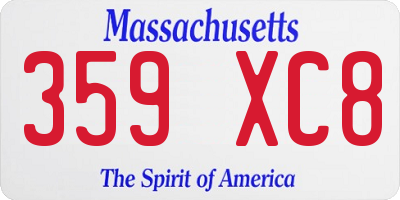 MA license plate 359XC8