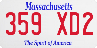 MA license plate 359XD2