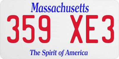 MA license plate 359XE3