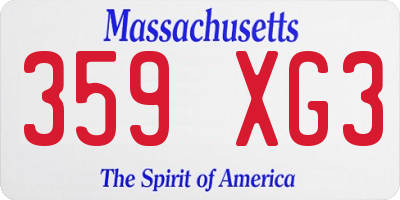 MA license plate 359XG3