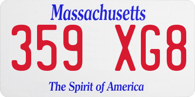 MA license plate 359XG8