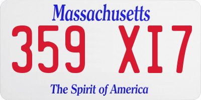 MA license plate 359XI7
