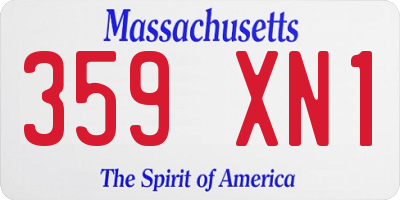 MA license plate 359XN1