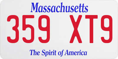 MA license plate 359XT9