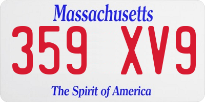MA license plate 359XV9