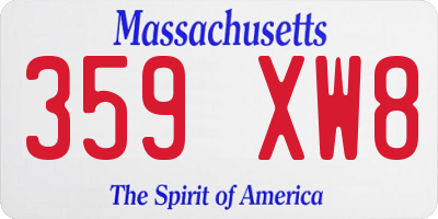 MA license plate 359XW8