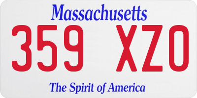 MA license plate 359XZ0