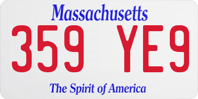 MA license plate 359YE9