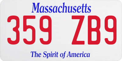 MA license plate 359ZB9