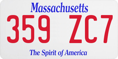 MA license plate 359ZC7