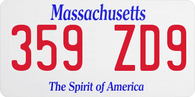 MA license plate 359ZD9
