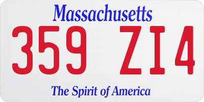 MA license plate 359ZI4