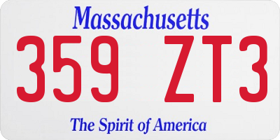 MA license plate 359ZT3
