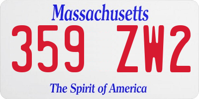 MA license plate 359ZW2