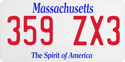 MA license plate 359ZX3