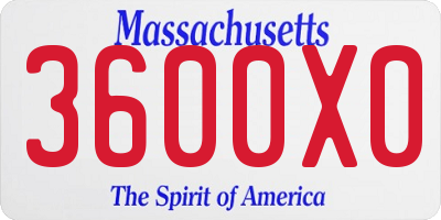 MA license plate 3600X0