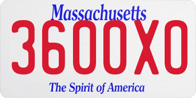 MA license plate 3600XO
