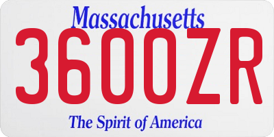 MA license plate 3600ZR