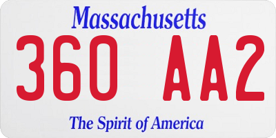 MA license plate 360AA2